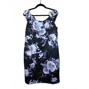 Sl Fashions Women's Off-The-Shoulder Floral Print Sheath Dress - Blk Multi 16